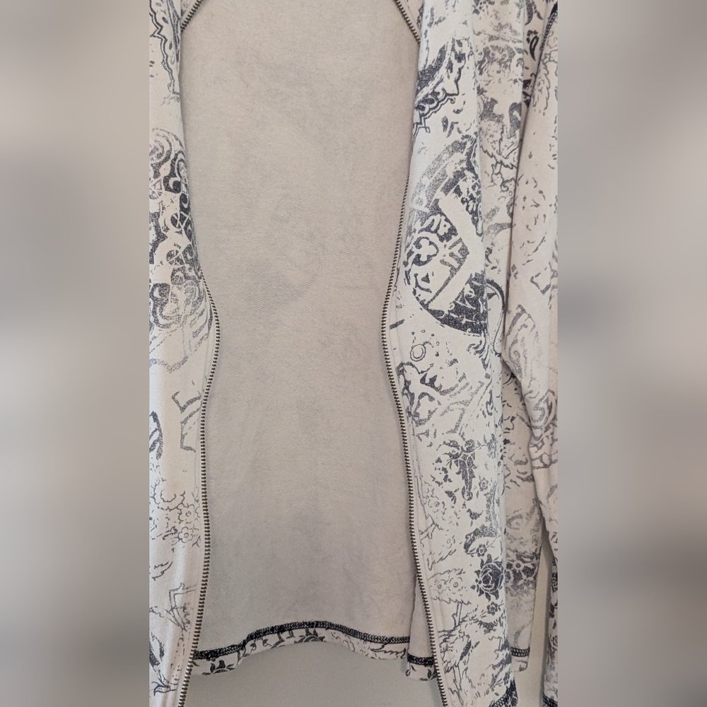 Chico's Spa full Zip Jacket Black White Print Sz Large 2 - Picture 7 of 8